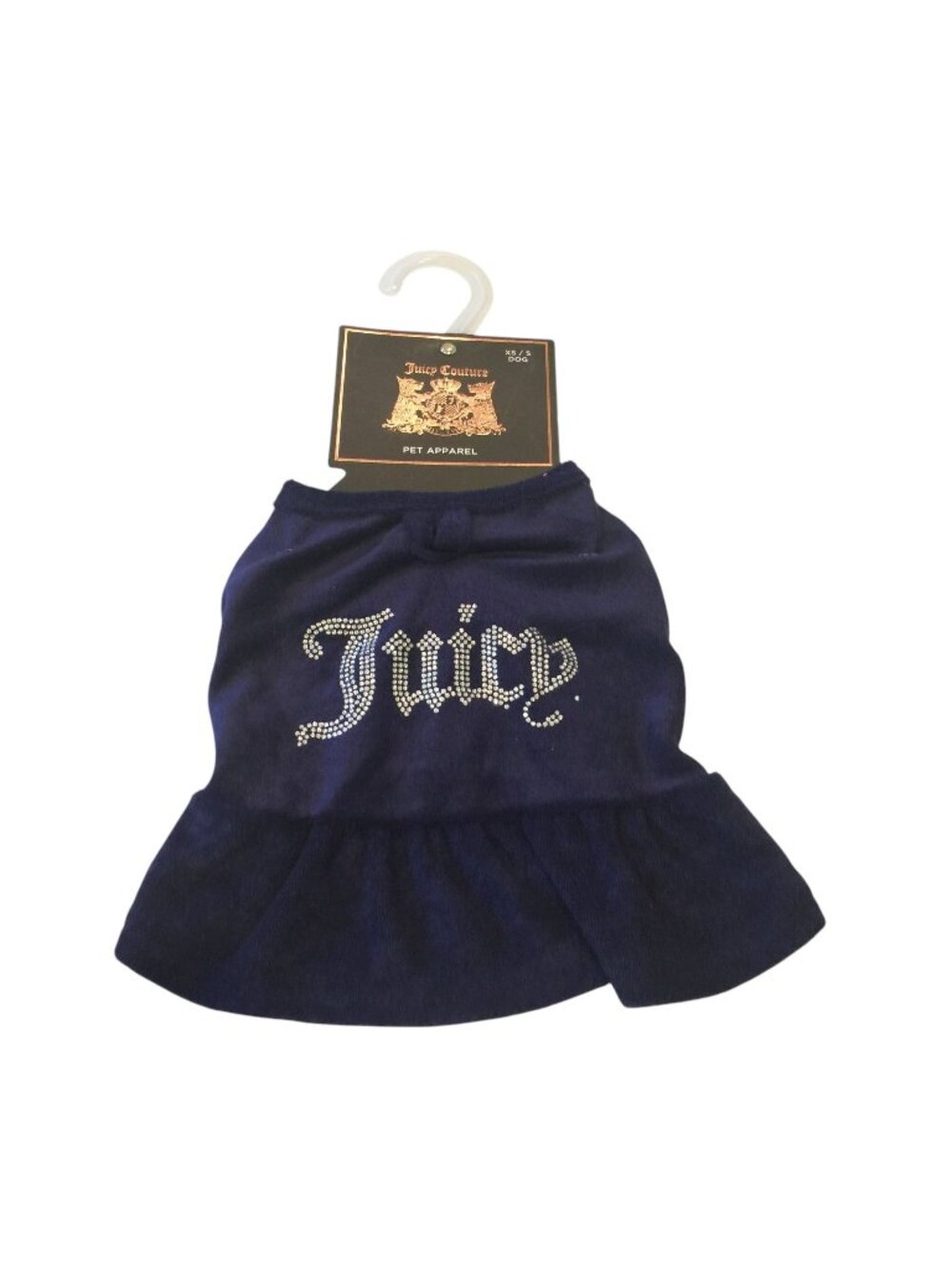 JUICY COUTURE Pet Apparel Navy Terry Cloth Rhinestone XS/S Dress